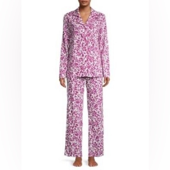 NWT Cosabella Holiday Print Pink Long Sleeve Top & Pant Pajama Set XL - Picture 3 of 9